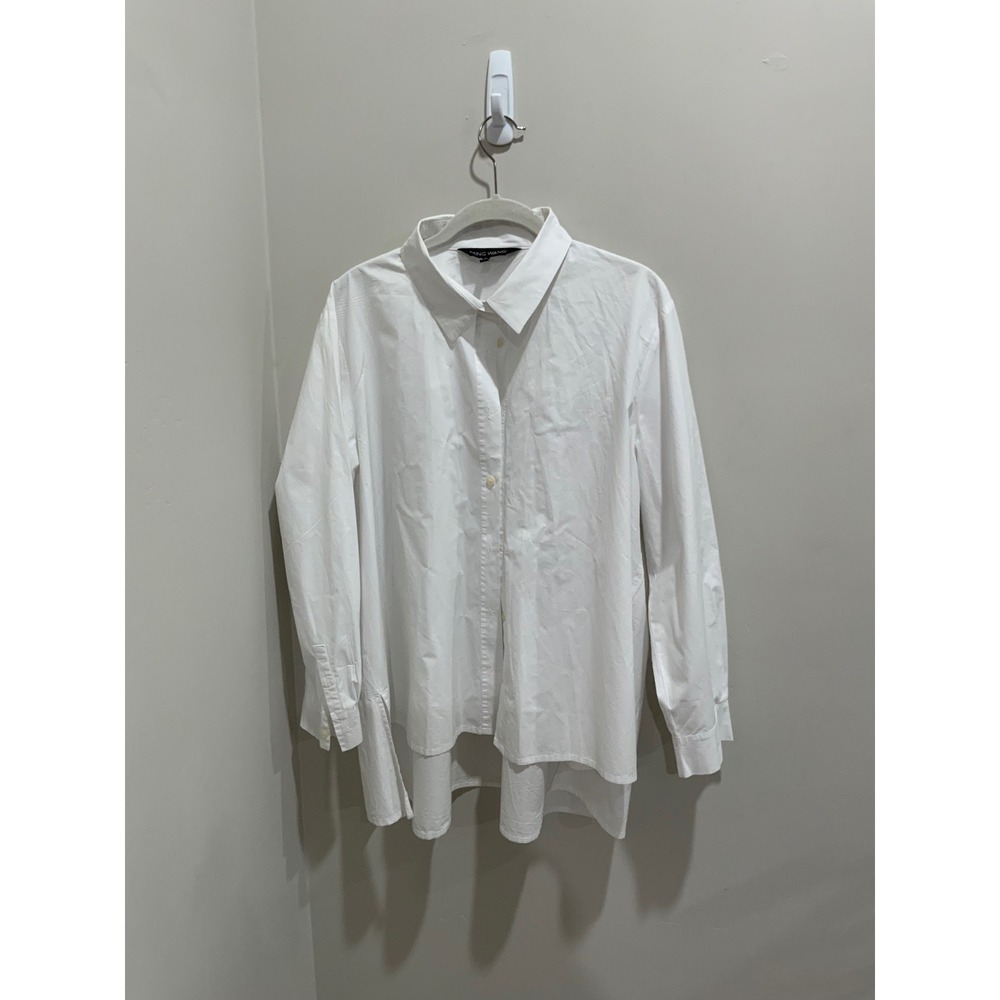 MING WANG White Oversized Button Down Shirt XL